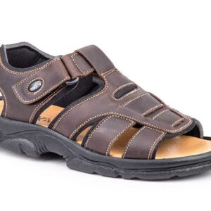 Sandalia 7013 XXL Bio Hombre Piel Marrón Velcro TALLA ESPECIAL  47, 48