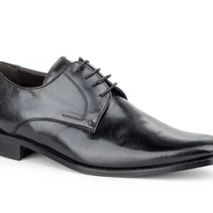 Zapatos Hombre Piel Negro Cordones Suela de Cuero