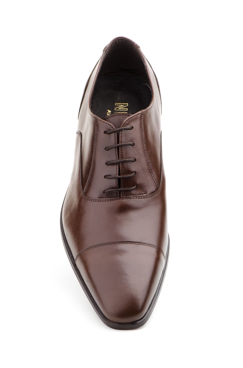 Zapatos Hombre Piel Marrón Niger Cordones Suela de Cuero - Imagen 2