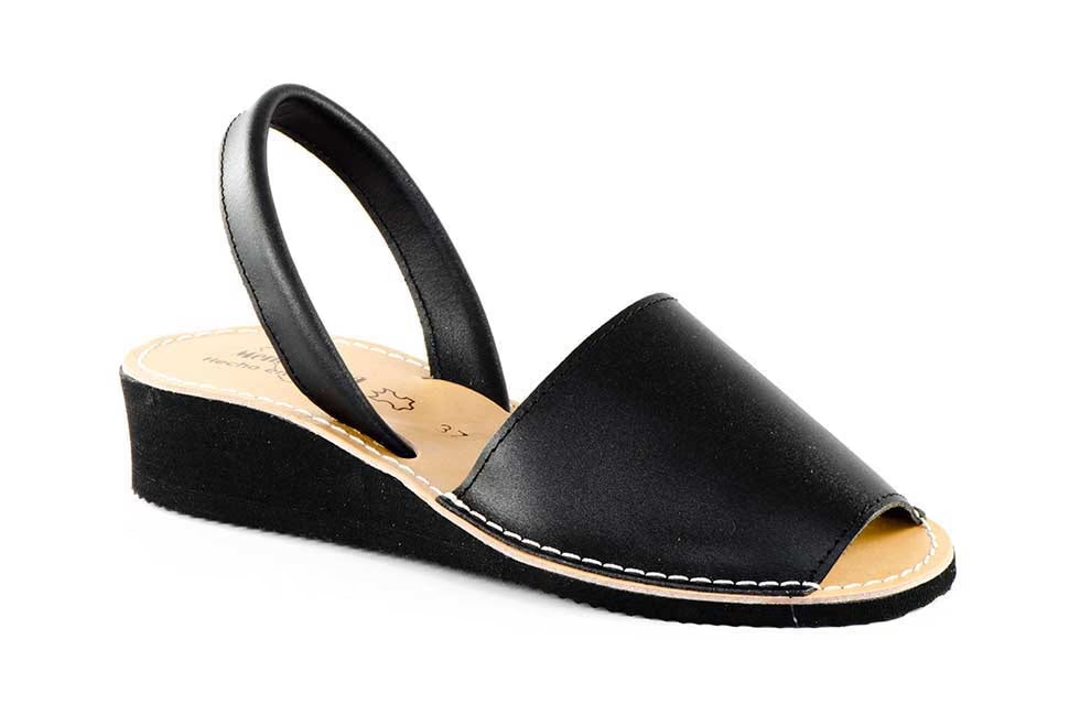 Ibicencas Menorquinas Mujer Piel Negro Cuña