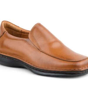 Zapatos Hombre Piel Coñac Elásticos Suela Cosida