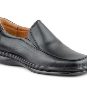 Zapatos Hombre Piel Negro Elásticos Suela Cosida