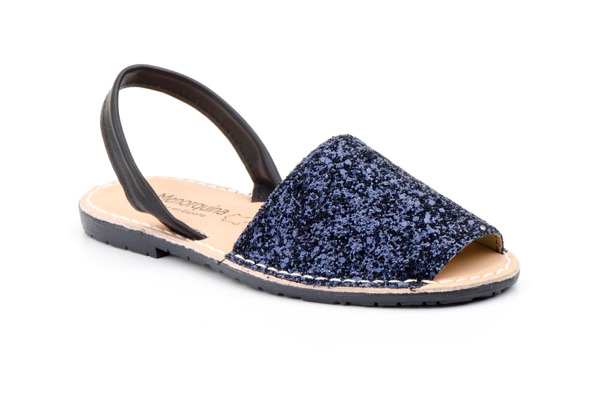 Menorquinas Ibicencas Mujer Glitter Marino Acolchada