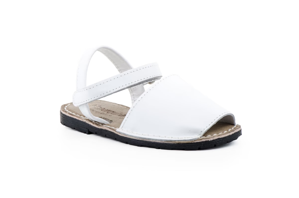 Avarcas Menorquinas Niña Piel Blanco Acolchadas