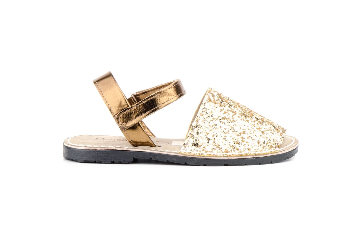 Avarcas Menorquinas Niña Glitter Oro Acolchadas - Imagen 2