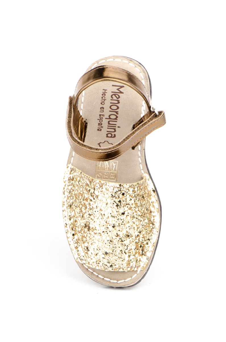 Avarcas Menorquinas Niña Glitter Oro Acolchadas - Imagen 4