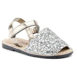 Avarcas Menorquinas Niña Glitter Plata Acolchadas