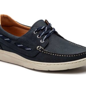 Zapato Náuticos Casual Hombre Piel Marino Nobuck Cordones
