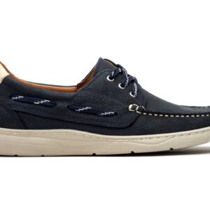 Zapato Náuticos Casual Hombre Piel Marino Nobuck Cordones