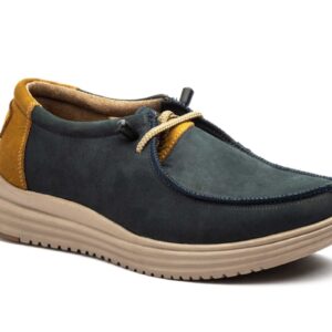 Náuticos Hombre Piel Nobuck Marino Cordones