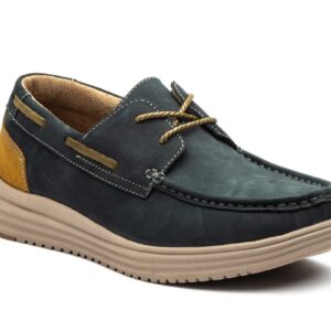 Náuticos Hombre Piel Nobuck Marino Cordones