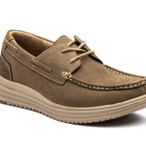 Náuticos Hombre Piel Nobuck Taupe Cordones