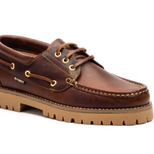 Náuticos Hombre Piel Pull Marrón