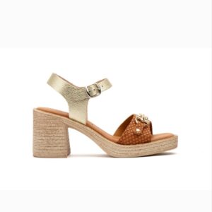 Sandalias Cuña Tiras Piel Marron