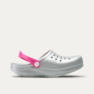 Zuecos Kinetic Plata Fucsia