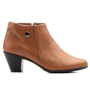Botines Mujer Piel Cuero Tacón Cremallera