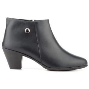 Botines Mujer Piel Negro Tacón Cremallera