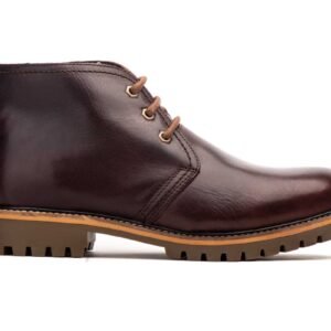 Botín Hombre Piel Marrón Cordones Cerco Piel